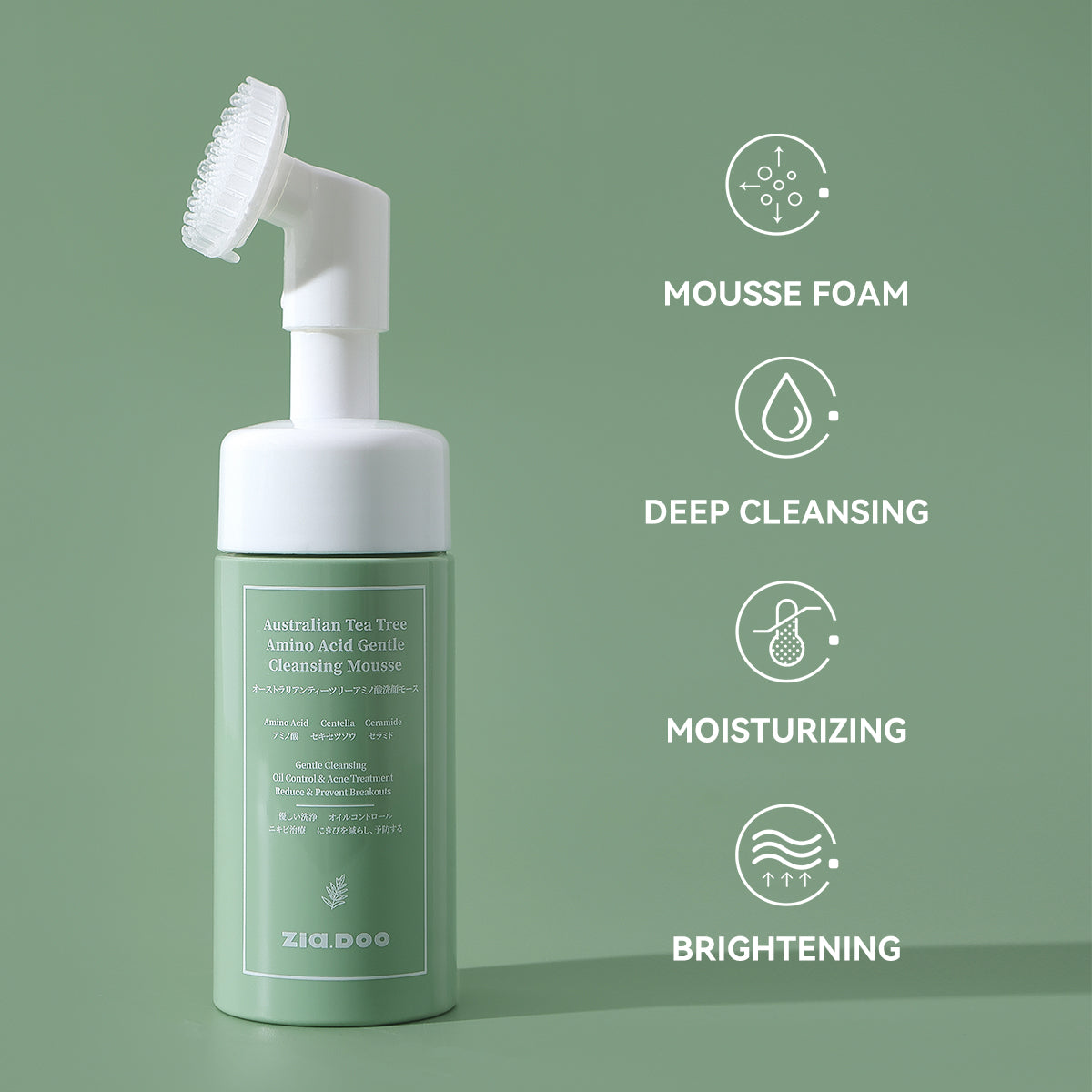 ZIA.DOO AUSTRALIAN TEA TREE AMINO ACID GENTLE CLEANSING MOUSSE